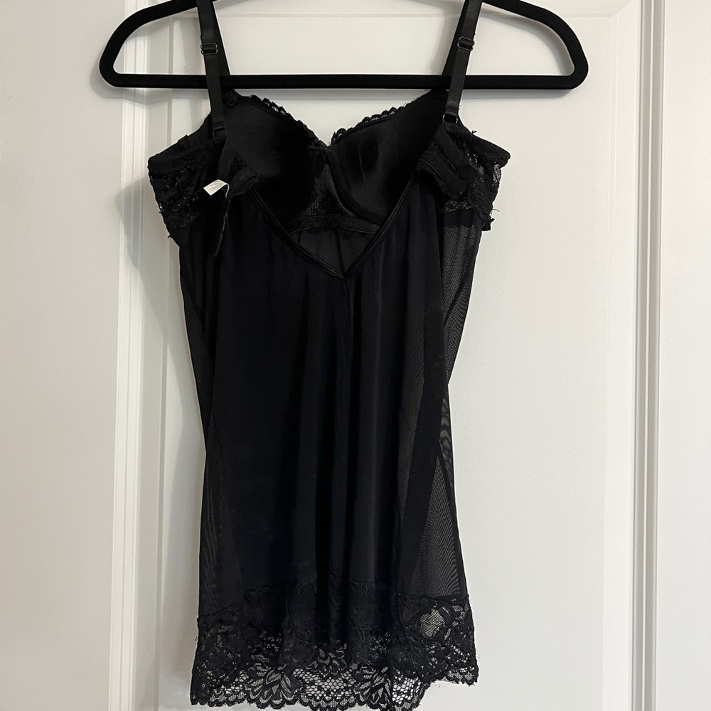 Black lace lingerie slip
